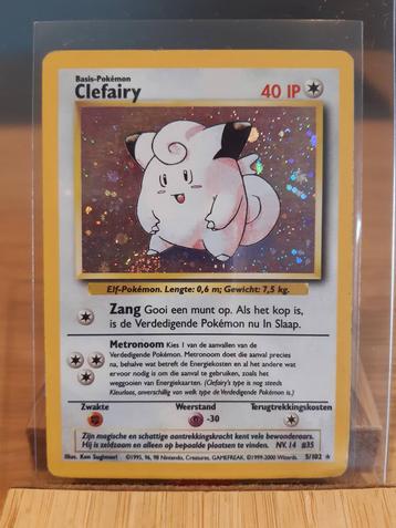 Clefairy Holo Pokémon TCG Base Set NL 5/102, Enlèvement ou Envoi, Utilisé, Cartes en vrac, Foil