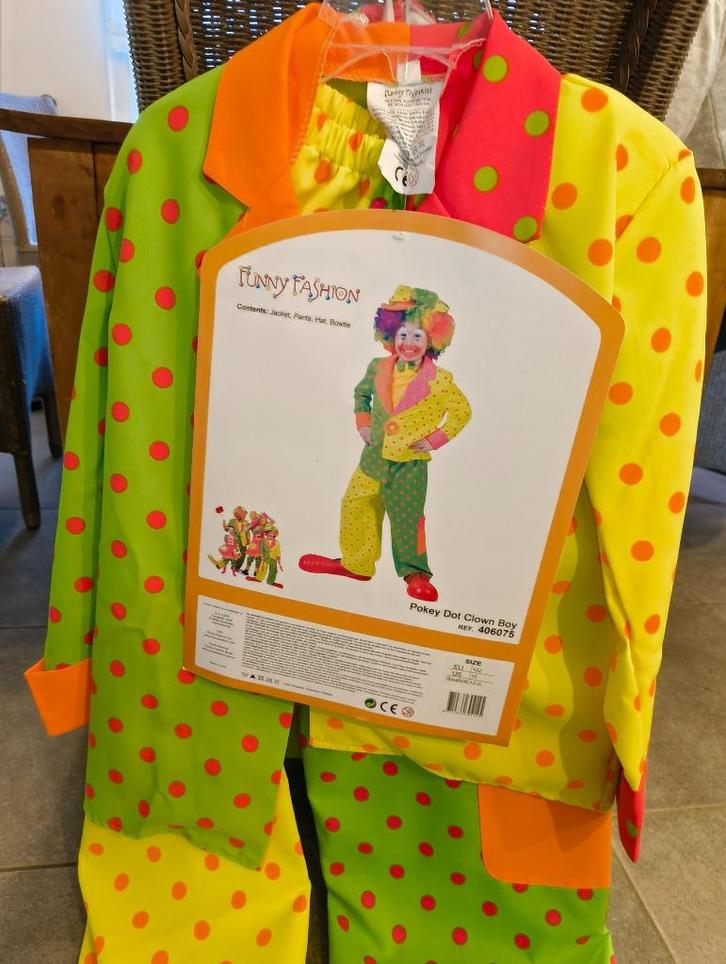 Karnaval Clownspak Kinderen, Kinderen en Baby's, Carnavalskleding en Verkleedspullen, Nieuw, Jongen, 146 t/m 152, Ophalen