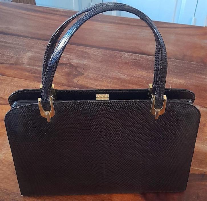 Vintage leren handtas met hagedissen uit de jaren 60, Handtassen en Accessoires, Tassen | Damestassen, Handtas, Ophalen of Verzenden