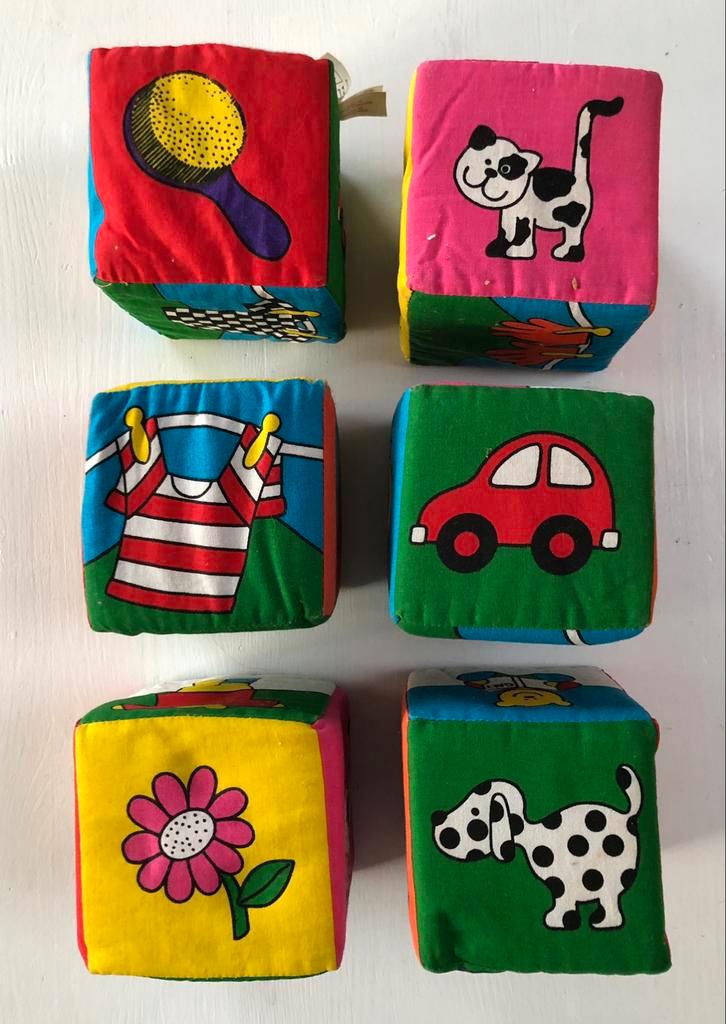 6 zachte stapelblokken Galt England, Kinderen en Baby's, Speelgoed | Babyspeelgoed, Gebruikt, Overige typen, Met geluid, Ophalen of Verzenden