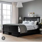 Bed  160 cm, Huis en Inrichting, Ophalen, Gebruikt, Zwart, Tweepersoons