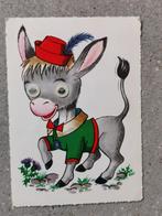 vintage postkaart met ezel en 3d-ogen, Verzamelen, Postkaarten | Dieren, Ophalen of Verzenden, 1960 tot 1980, Gelopen, Overige soorten