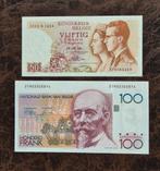50 Frank 1966 + 100 Frank 1984 -1986    FDC, Postzegels en Munten, Bankbiljetten | België, Ophalen of Verzenden, Setje