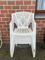 6 gelijke witte tuinstoelen, Tuin en Terras, Ophalen, Plastic, Stapelbaar