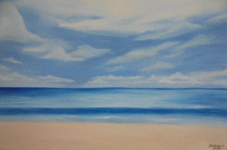 Ocean 2 (zee, groot olieschilderij) 75x115 cm, Antiek en Kunst, Kunst | Schilderijen | Modern, Ophalen of Verzenden