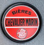 Emaille plateau brouwerij CHEVALIER MARIN - Mechelen, Ophalen of Verzenden, Gebruikt, Reclamebord