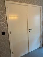 Dubbele binnendeur met omkasting - wit gelakt, Doe-het-zelf en Bouw, Ophalen, Gebruikt, 120 cm of meer, Binnendeur