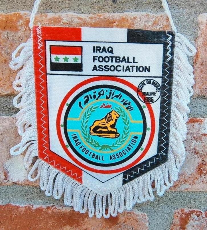 1986 WK Mexico Irak unieke vintage voetbal vaandel, Collections, Articles de Sport & Football, Comme neuf, Jeu, Enlèvement ou Envoi