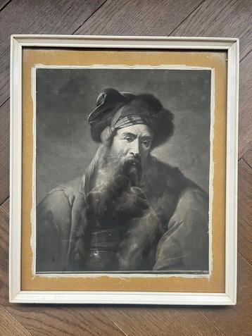 Antieke Gravure “Oude man met baard” beschikbaar voor biedingen