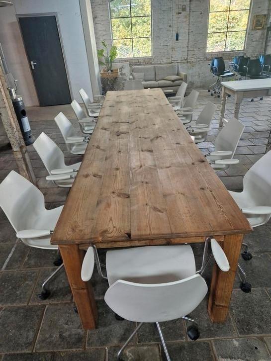 Gratis bezorging * boerentafel 360 cm + 12 design stoelen, Huis en Inrichting, Complete eetkamers, Gebruikt, 8 stoelen of meer