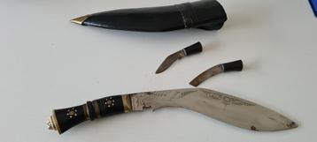 Vintage Indiase India gegraveerd Lion Head Kukri Gurkha Mes, Enlèvement ou Envoi