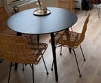 Ronde eettafel eik - zwart, Huis en Inrichting, Tafels | Eettafels, Ophalen, Zo goed als nieuw
