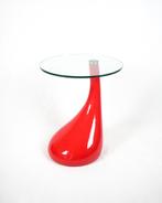 Rood Space Age Bijzettafeltje, Minder dan 55 cm, Ophalen of Verzenden, 60 cm of meer, Glas
