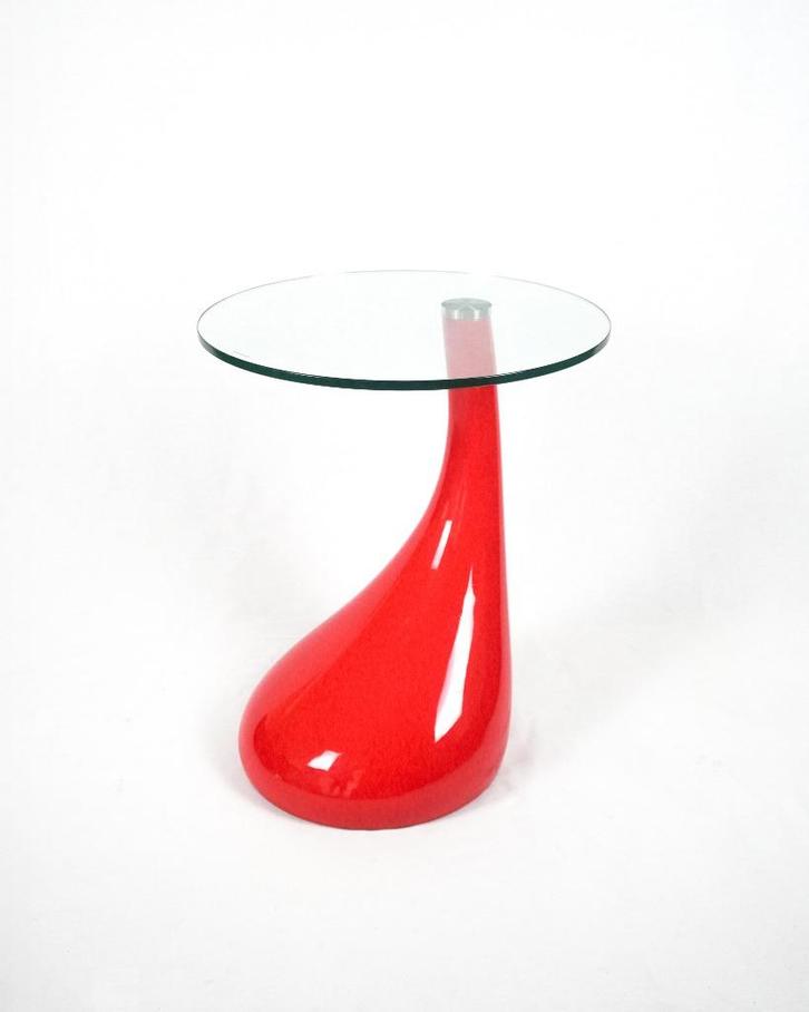 Rood Space Age Bijzettafeltje, Huis en Inrichting, Tafels | Bijzettafels, Zo goed als nieuw, 60 cm of meer, Minder dan 55 cm, Glas