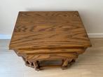 set van 3 eiken tafeltjes, Huis en Inrichting, Minder dan 55 cm, Gebruikt, Rechthoekig, Hout