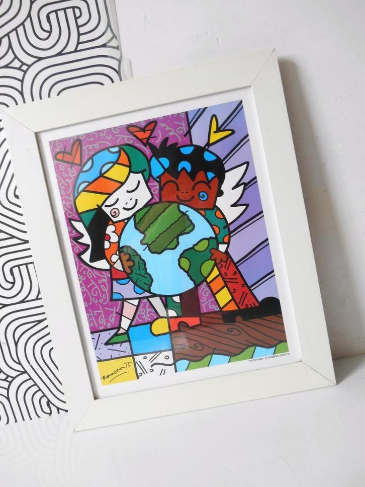 Kunstdruk "Together" - Romero Britto in kader, Antiek en Kunst, Kunst | Litho's en Zeefdrukken, Ophalen of Verzenden