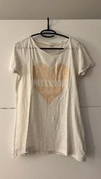 Q/S witte T-shirt met pailletten hart, Vêtements | Femmes, T-shirts, Manches courtes, Enlèvement ou Envoi, Taille 36 (S), Porté