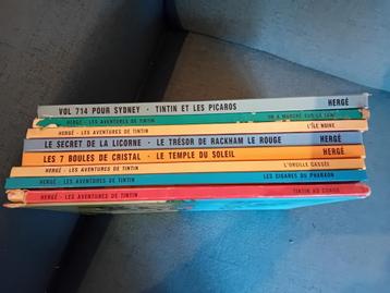 Tintin  lot de 8 albums, dont 3 doubles récits