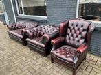 Chesterfield 2+1+1 zetels oxblood rood GRATIS GELEVERD, Huis en Inrichting, Ophalen of Verzenden, Leer