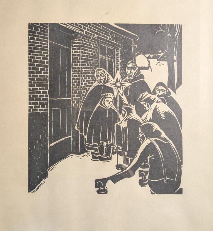 Cantré - driekoningen - houtsnede - niet gesigneerd, Antiek en Kunst, Kunst | Etsen en Gravures, Ophalen of Verzenden