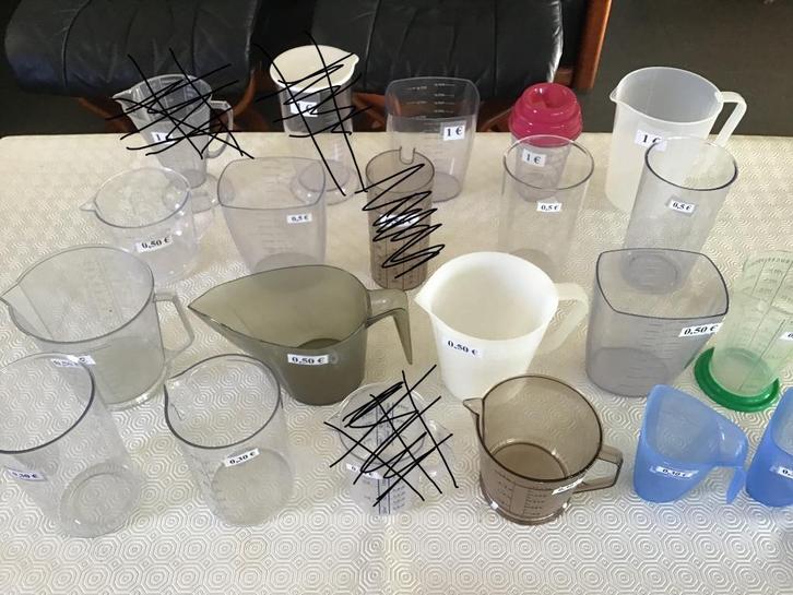 20 tal plastieken maatbekers groot en klein, Huis en Inrichting, Keuken | Tupperware, Zo goed als nieuw, Ophalen of Verzenden