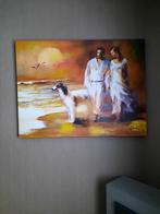 Schilderij op doek koppel met hond, Antiek en Kunst, Ophalen