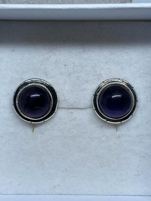 Prachtige zilveren oorbellen met Amethist, Handtassen en Accessoires, Oorbellen, Nieuw, Knopjes of Stekers, Zilver, Zilver, Met edelsteen