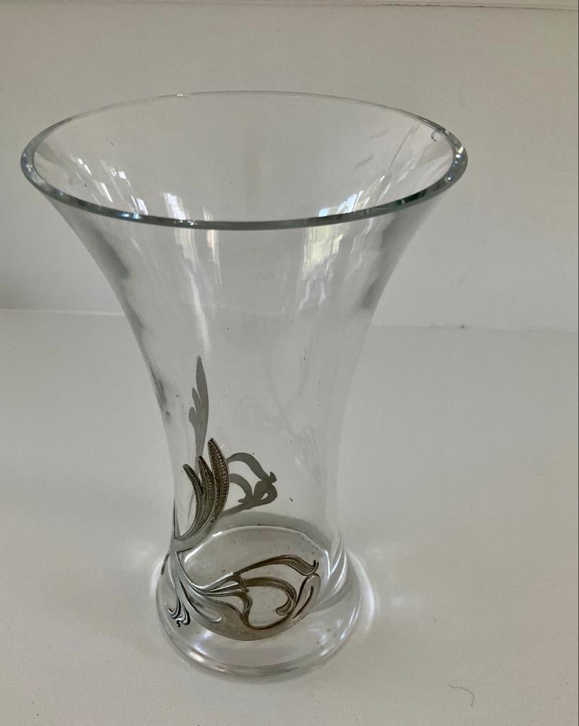 Vase en verre motifs étain, Utilisé, Verre