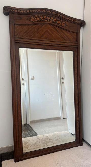 Mooie, grote antieke spiegel 83(94)x160, geslepen glas beschikbaar voor biedingen