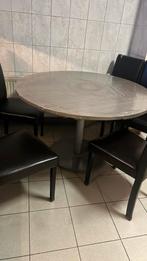 Tafel met 5 ledere stoelen, Huis en Inrichting, Tafels | Eettafels, Ophalen, Zo goed als nieuw