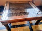 antieke, loodzware salontafel smeedijzer/glas, Ophalen, Gebruikt, Glas