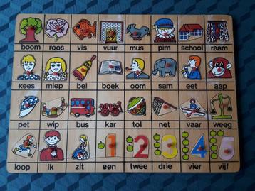 Grote retro houten puzzel met eerste woordjes, prima staat beschikbaar voor biedingen