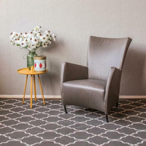 2x Montis Windy fauteuil - muisgrijs leder, Huis en Inrichting, Zetels | Voetbanken en poefs