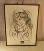 Mooi Pentekening 'Moeder en Kind' - Vandenmoortele, Ophalen of Verzenden
