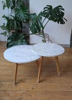 Twee marmeren tafeltjes, Huis en Inrichting, Ophalen, Minder dan 45 cm, Minder dan 55 cm, Gebruikt