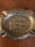 Vintage koperen asbak met landelijk tafereel 'paard en kar', Antiek en Kunst, Ophalen of Verzenden