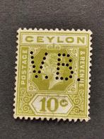 Ceylon 1912/13 - Koning George V - PERFIN "VB", Ophalen of Verzenden, Gestempeld, Zuid-Azië