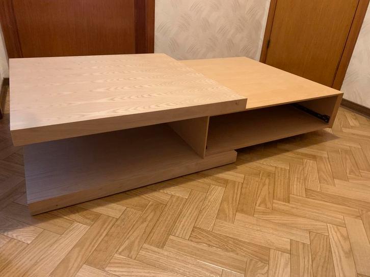 Exclusieve Design salontafel in hout met speciale tekening, Huis en Inrichting, Tafels | Salontafels, Zo goed als nieuw, Minder dan 50 cm