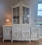 Prachtige Franse Brocante Vitrinekast / Buffetkast, Huis en Inrichting, Ophalen, Gebruikt, Eikenhout, Met deur(en)