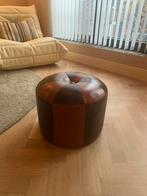 Vintage poef rond, Huis en Inrichting, Ophalen, Gebruikt, Rond, Leer