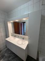 Badkamermeubel met dubbele wasbak, kranen en spiegelkast, Ophalen