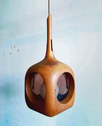 Vintage Scandinavische kroonluchter Stilarmatur massief teak beschikbaar voor biedingen