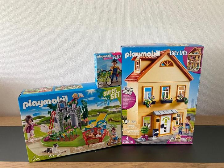 Playmobil pakket 6 – Huis met tuin 4791, 70010 , 70014, Kinderen en Baby's, Speelgoed | Playmobil, Zo goed als nieuw, Complete set