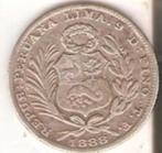 Peru, ⅕ Sol, 1888, zilver, Postzegels en Munten, Munten | Amerika, Zilver, Zuid-Amerika, Losse munt, Verzenden
