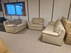 TAUPE BUFFELLEDEREN SALON 3+2+1 ZIT, Huis en Inrichting, Ophalen, Gebruikt, Leer