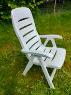 Lot de 3 chaises inclinables de jardin en plastique blanc, Plastic, Gebruikt, Ophalen