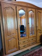Eiken kleerkast,  spiegel, commode en 2 nachtkastjes, Ophalen, Gebruikt, Eikenhout, 200 cm of meer