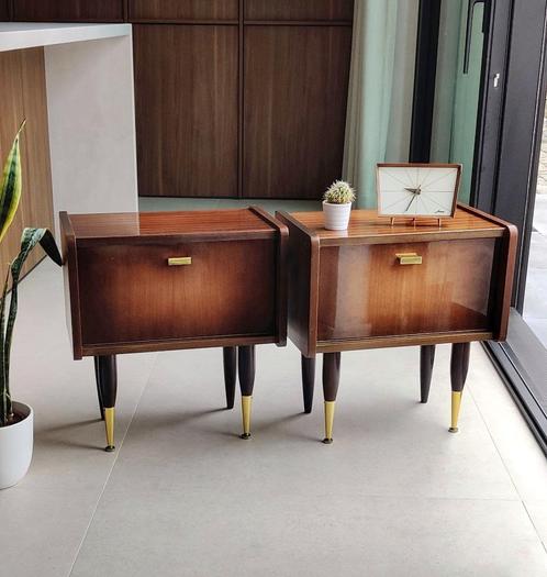 Prachtige set vintage nachtkastjes, Huis en Inrichting, Slaapkamer | Nachtkastjes, Gebruikt, Ophalen of Verzenden