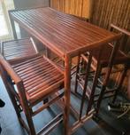 Bamboe bartafel +4 barstoelen, Huis en Inrichting, Tafels | Statafels, Zo goed als nieuw, Ophalen