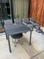 Tuintafel en stoelen, Ophalen, Gebruikt, Vierkant, Aluminium